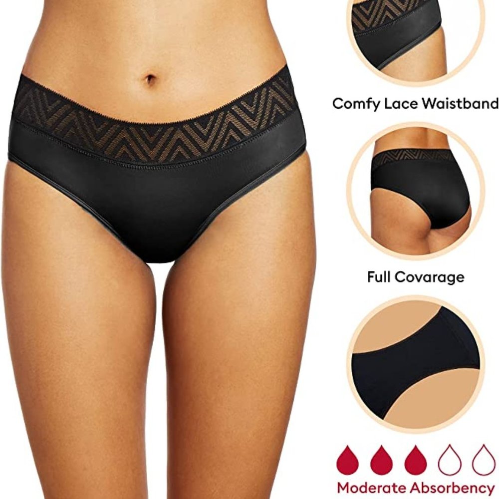 THINX Hiphugger Period Underwear for Women, Moderate Absorbency Period Panties,